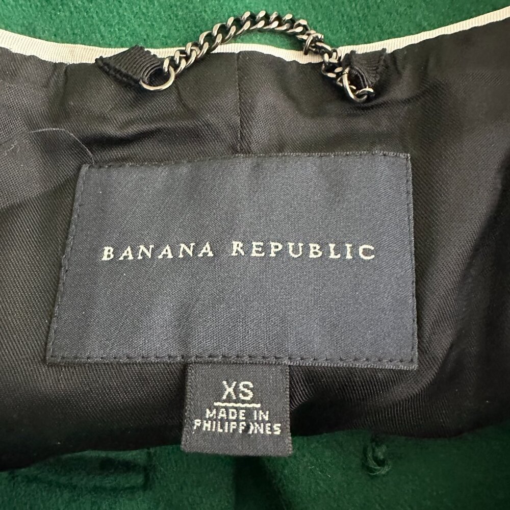 Banana Republic Woold Blend Collarless Coat Emerald Green XS #1563 - Picture 4 of 8